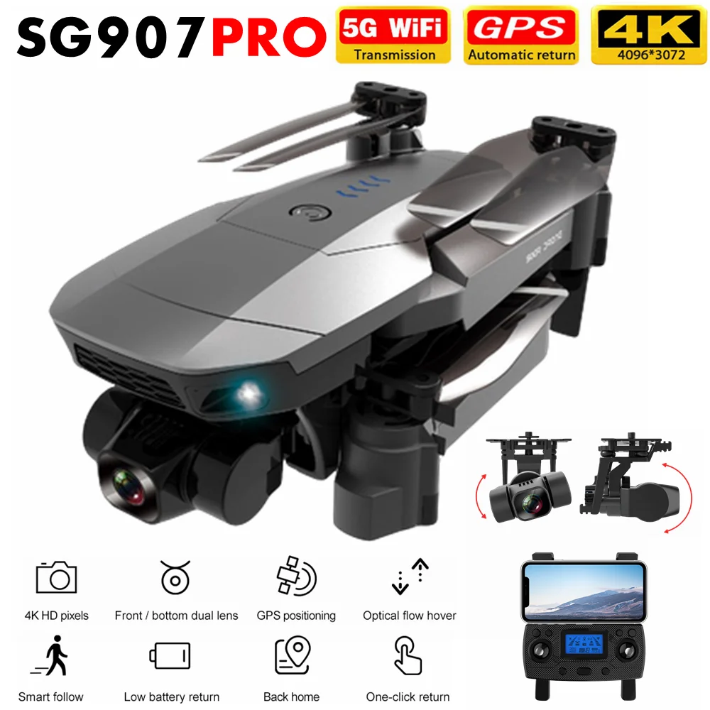 

FITENK 2-Axis Gimbal Camera Drone SG907 Pro with 4K HD GPS Follow Me 5G FPV Wifi Foldable RC Quadcopter Professional Dron SG906