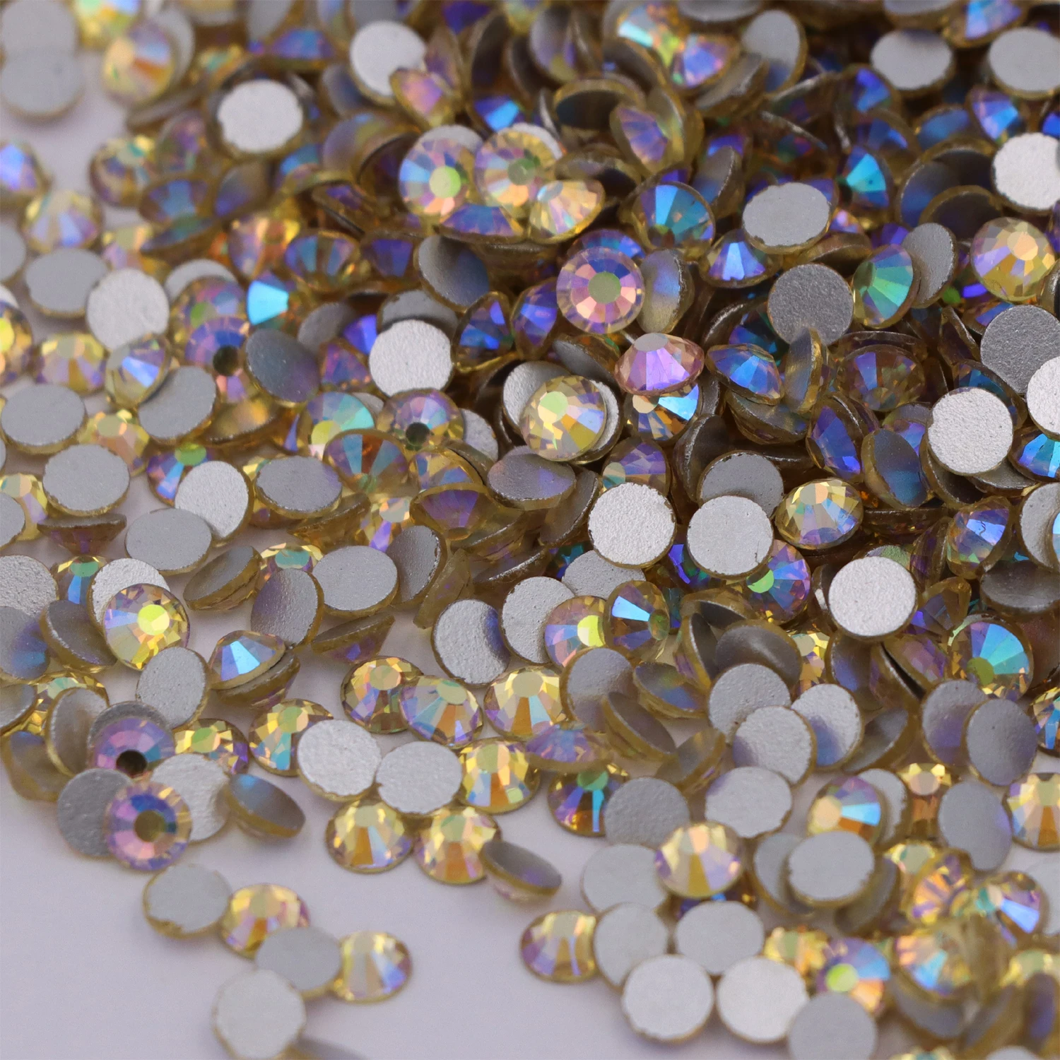 Light Yellow / Jonquil AB Flat Back Non Hotfix Glue On Nail Art Rhinestones Crystal Glass Gem For Clothes Decoration | Дом и сад