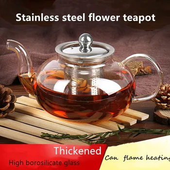 

500/600/1000ml Heat-resistant Glass Teapot Thicken Glass Teapot Stainless Steel Filter Infuser For Qolong Tea Kettle Tea