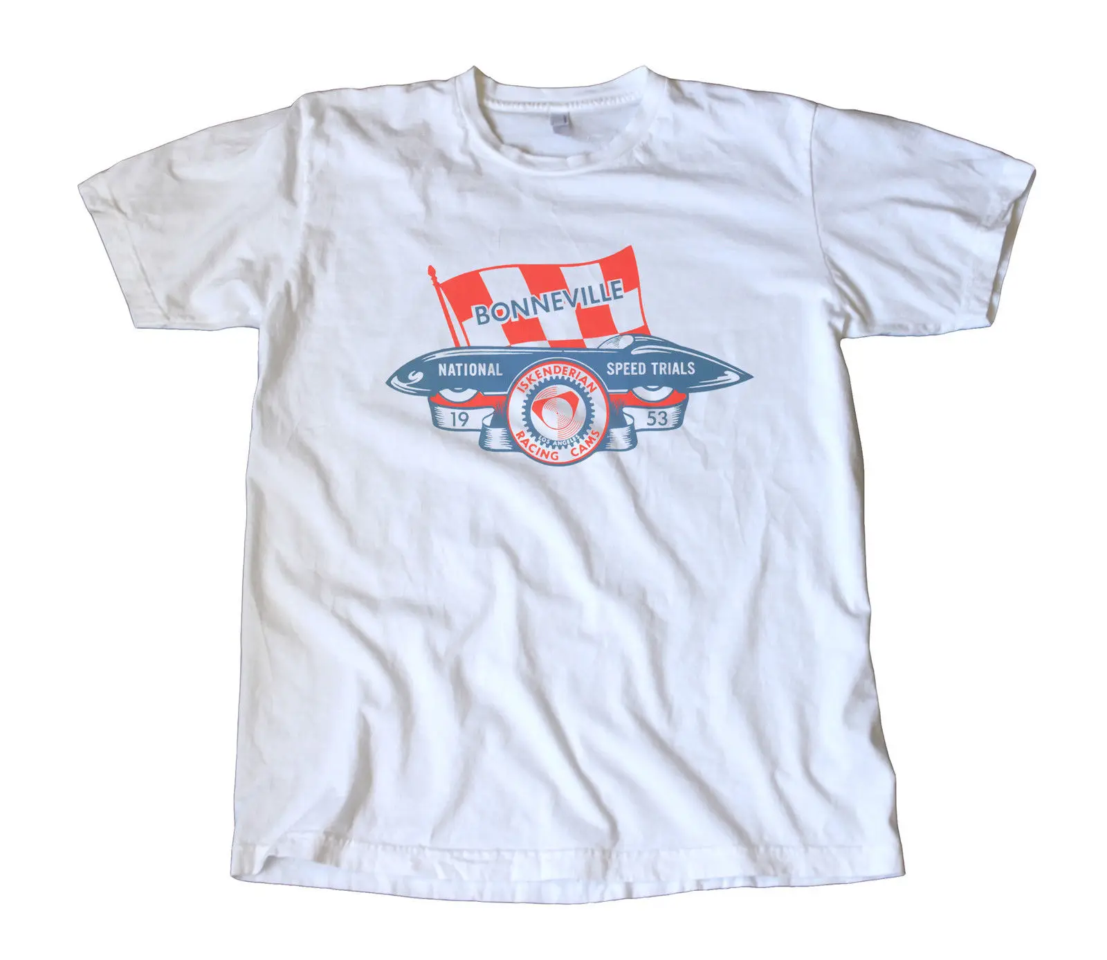 1953 Iskenderian Racing Cams Bonneville переводная Футболка-Hot Rod speed |