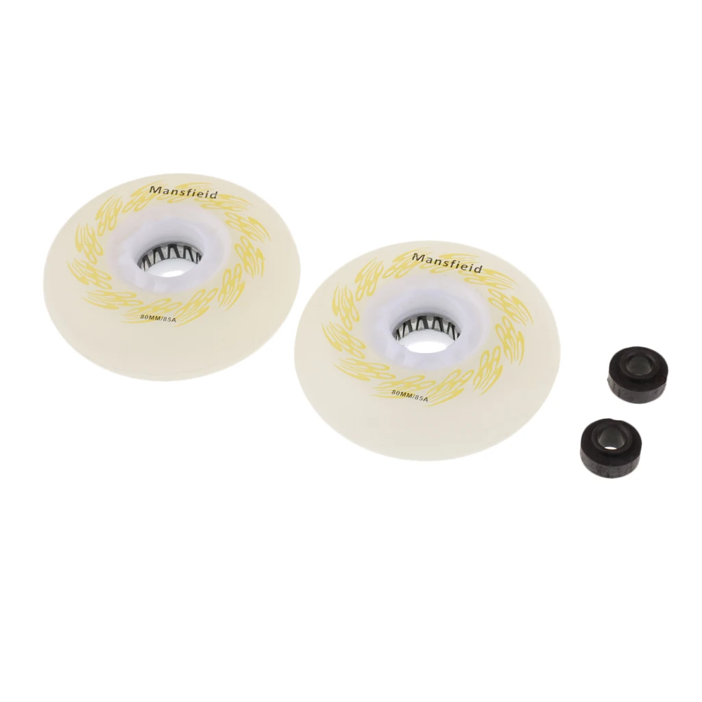2 Pieces LED Light Up Inline Sliding Flash PU Roller Skate Wheel 80mm