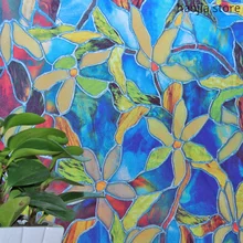 Новая пленка, Бамбуковая, Виноградная, магнолия, Орхидея, булыжная пленка 45x100 см, стеклянная оконная пленка, лист, цветок, статическое сохранение, витражи