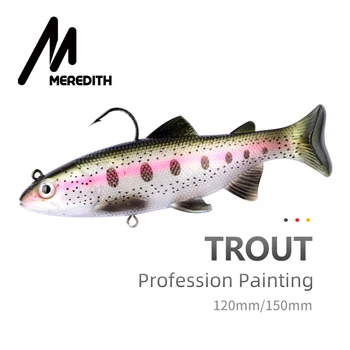 

MEREDITH Trout 12cm 15cm Lead Head PVC Fishing Lures Swimming Artificial Baits T Tail Silicone Lead Soft Lures Swimbait Wobblers