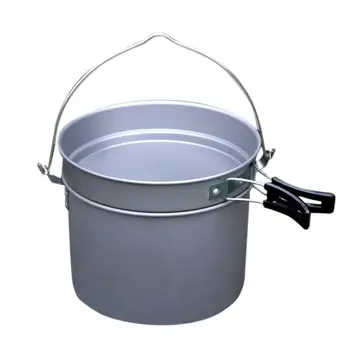 

Outdoor Camping Cookware Set Stainless Steel Hanging Pot Folding Handle Pot Cooking Tableware Set Pot Dinnerware