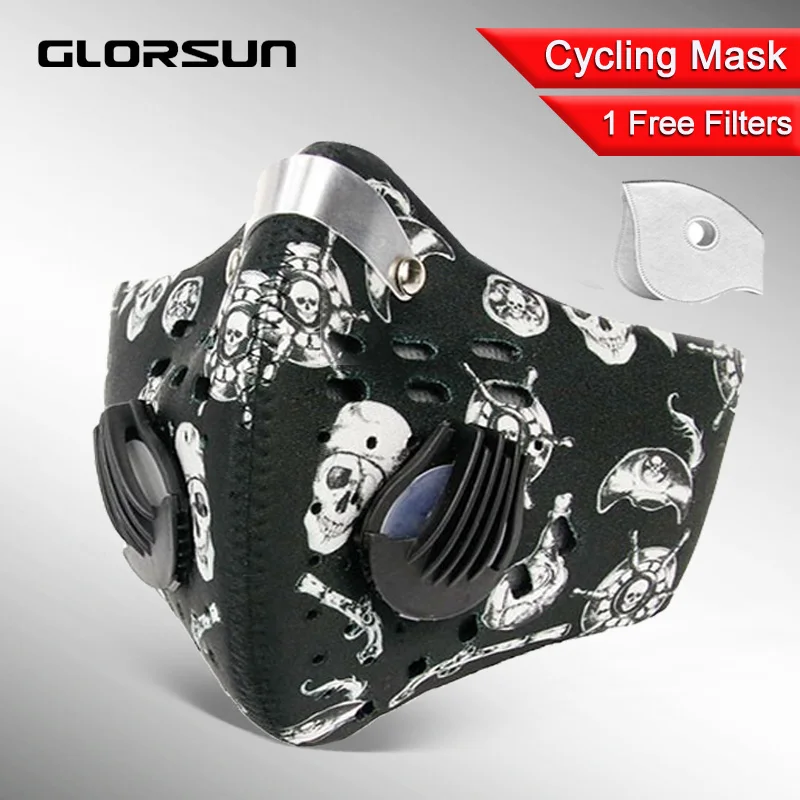 

GLORSUN face shield mask washable high quality custom printed breathe air breathing anti dust pm2.5 carbon filter mask