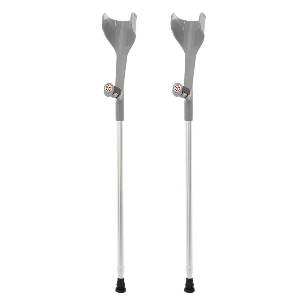 2pcs Premium Height Adjustable Lightweight Elbow Forearm Walking Crutches Gray