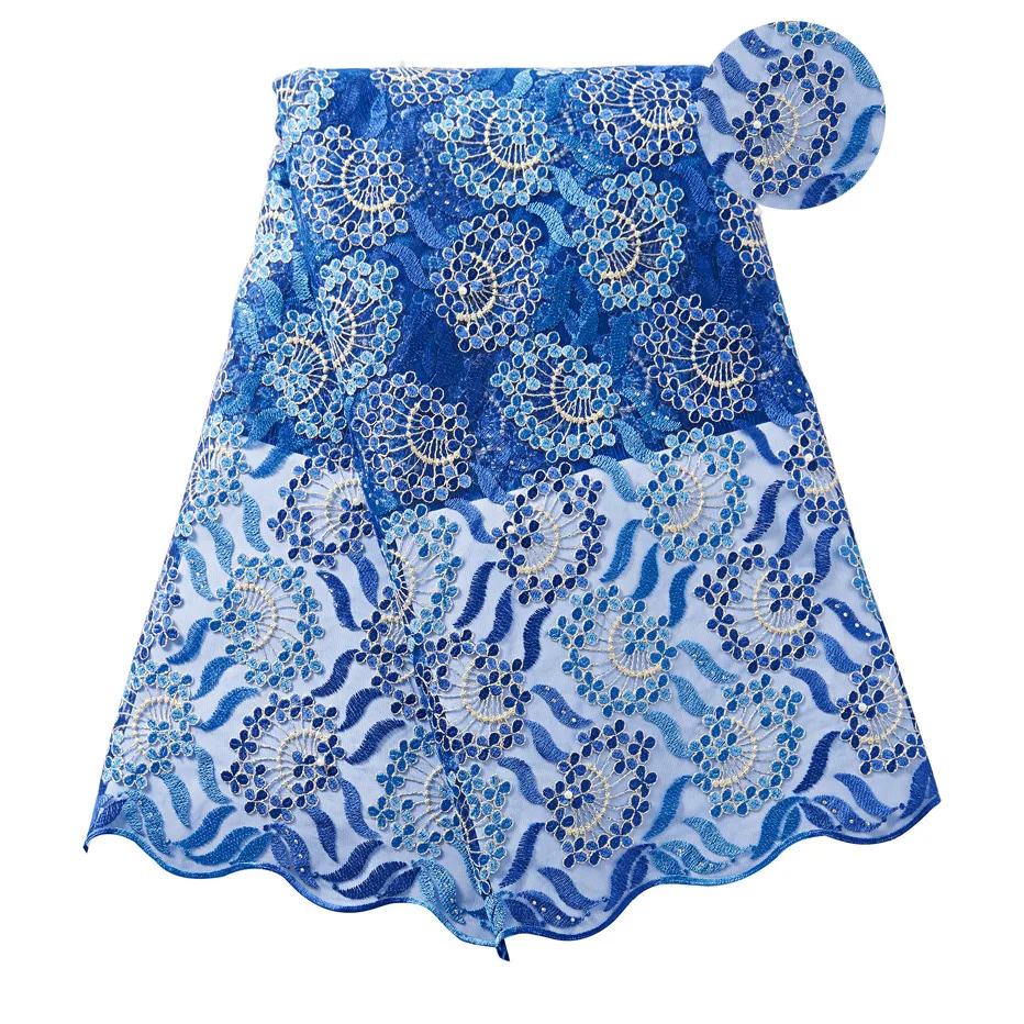 

New 2020 African Lace Fabrics Nigeria Bridal Laces with Rhinestones Beads 100% High Quality Polyester Wedding Lace Fabrics