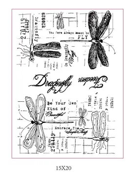 

Dragonfly CLEAR STAMPS DIY Scrapbook Card album paper craft silicon rubber roller transparent stamps 1008