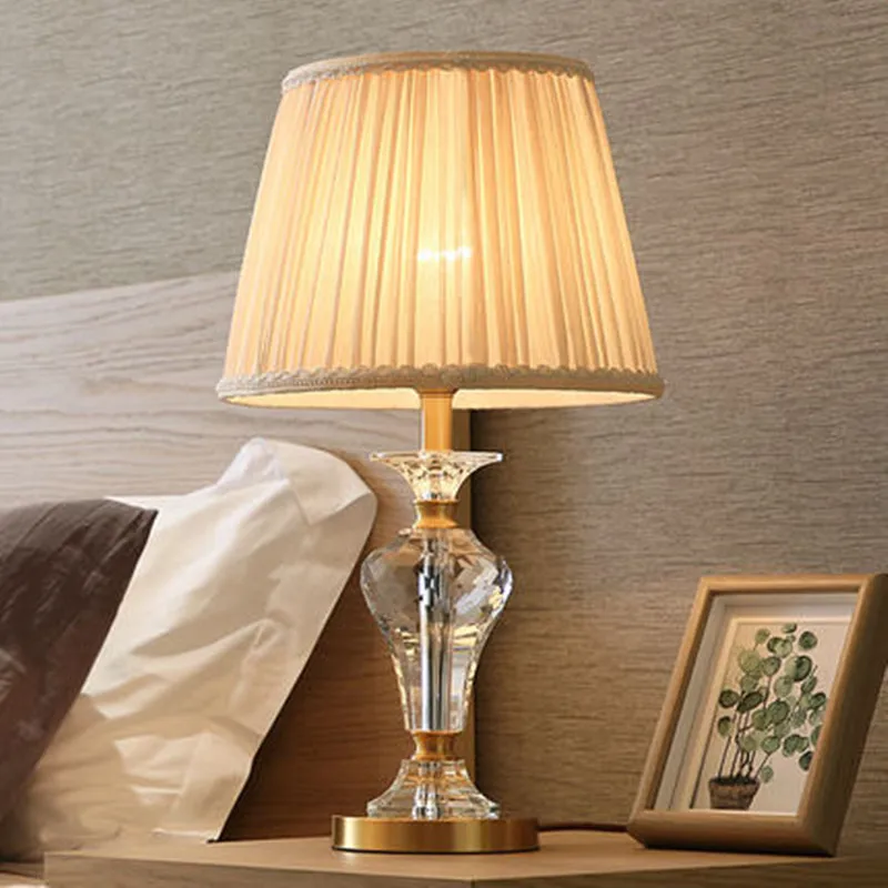 

European style living room copper crystal table lamp luxury simple modern dimmable bedroom bedside lamp free shipping