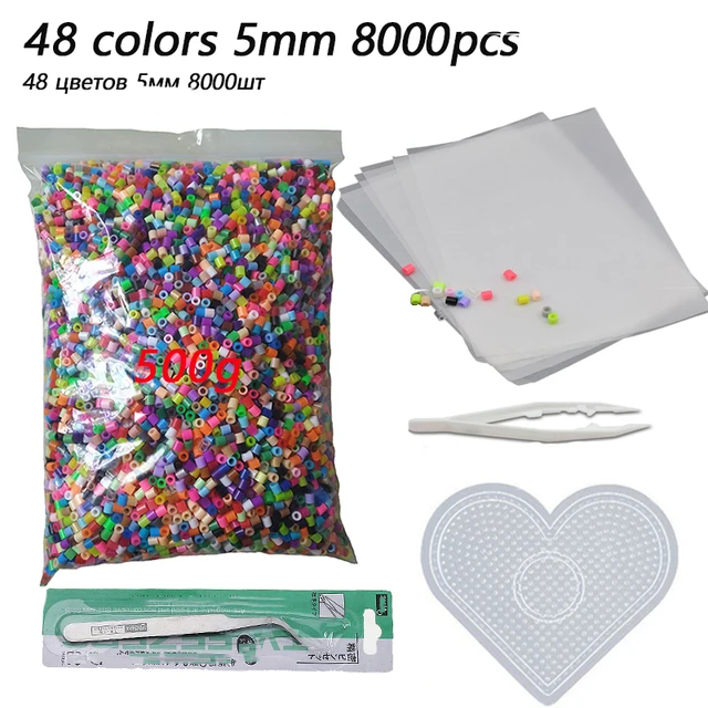 500g 8000pcs 5mm Hama Beads (1 Template+3 IronPaper+2 Tweezers)Mini Hama Fuse Beads Diy Kids Educational Toys Free shipping 2