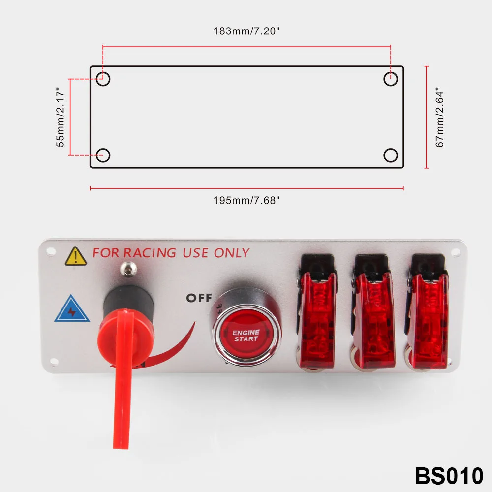 Машина для Автогонки панель переключателя зажигания 12 в светодиодный тумблер панель переключателя зажигания пуск двигателя нажмите Btns кнопки комплект BS010
