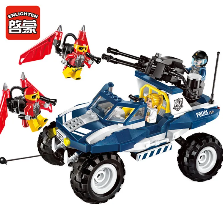 

ENLIGHTEN Police Series 1915 Flying Tigers out Children'S Educational Assembled Plastic Fight Inserted Small Particles Building