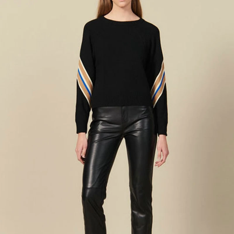 

O Neck Woman Knitted Sweaters Pull 2019 Fall Long Sleeve Runway Wool Blend Tops