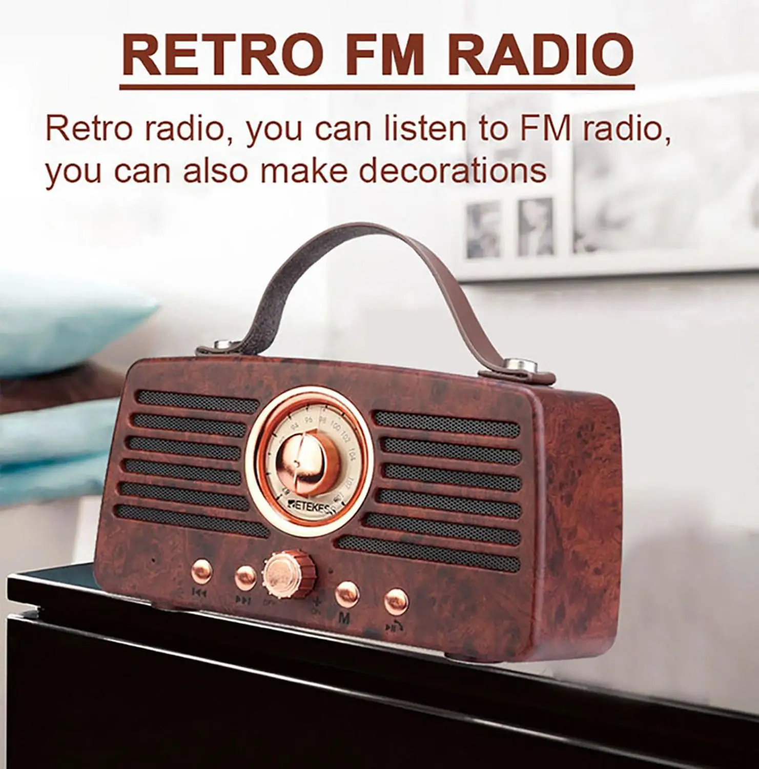 Retekess TR607 классический ретро fm-радио приемник портативное украшение MP3 Радио Стерео Bluetooth динамик AUX USB Перезаряжаемый