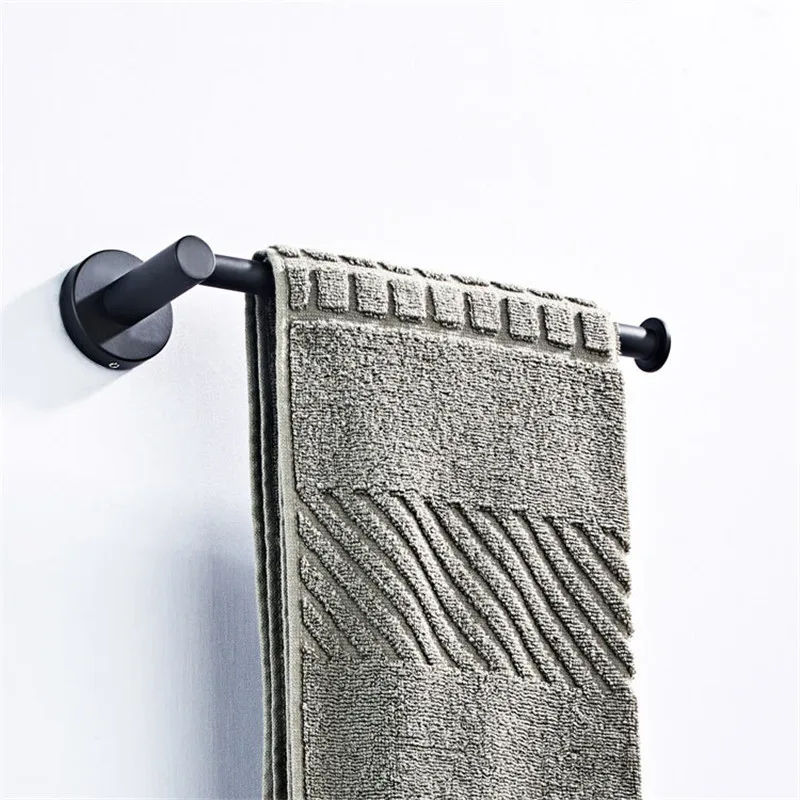 Tuqiu 25cm Towel Bar Wall Mounted Towel Rack Bathroom Brass and Stainless Steel Towel Hanger Rail Matte Black Towel Holder - Цвет: black
