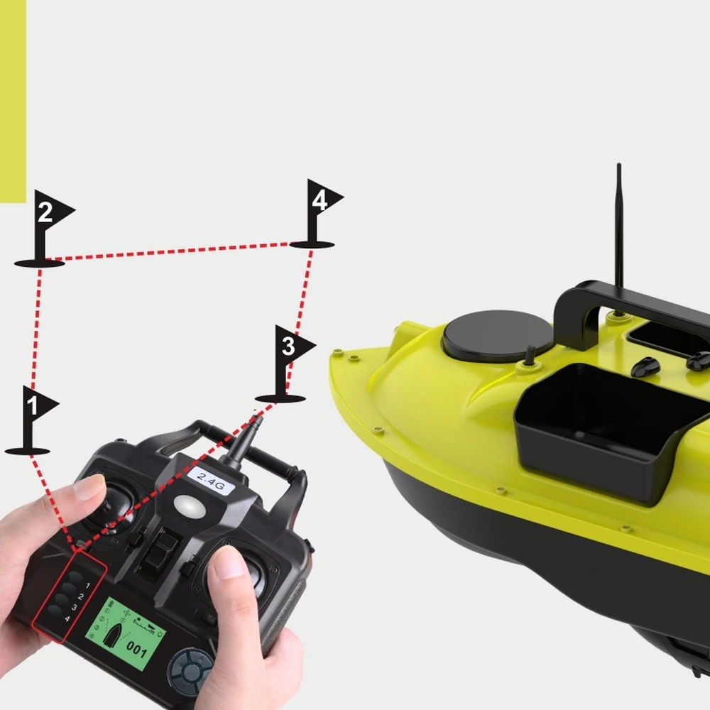 US $150.00 GPS Smart Return Fish Finder RC Fishing Boat Cruise GPS Positioning 500M Independentt Control 3 Hoppers LCD Screen RC Bait Boat