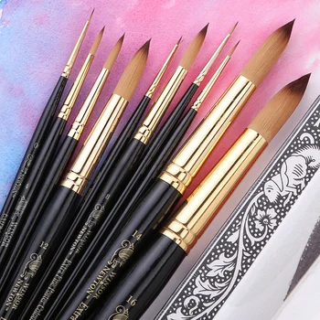 

Winsor & Newton Black Handle Nylon Round Paint Brushes For Gouache Paint/Watercolor/Acrylic Paint Art Tools Painting Supplies