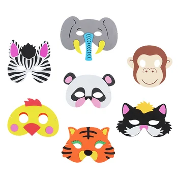 

7pcs jungle animal mask halloween boy birthday party decor Safari zoo animal DIY masks gift for kids 1st birthday baby shower