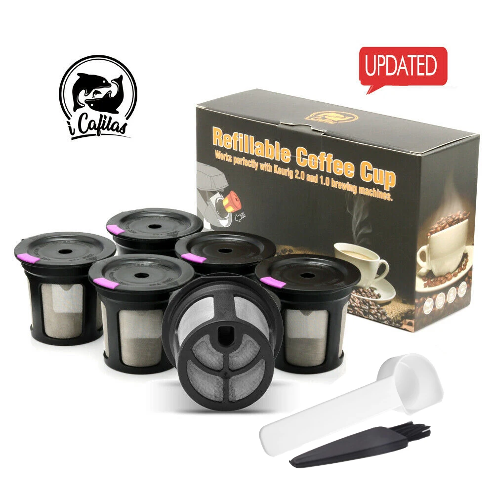 리필 가능한 Keurig 커피 캡슐 K 컵 필터, 2.0 및 1.0 브루어 Kcup 재사용 가능, Keurig 기계 K ...