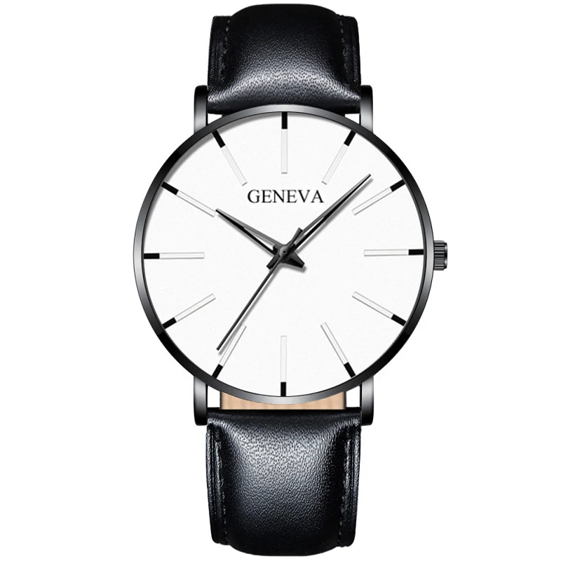 Uhren Herren Geneva модные мужские часы синие часы с ремешком-сеткой классические роскошные кварцевые наручные часы спортивные часы Relogio Masculino - Цвет: L black white