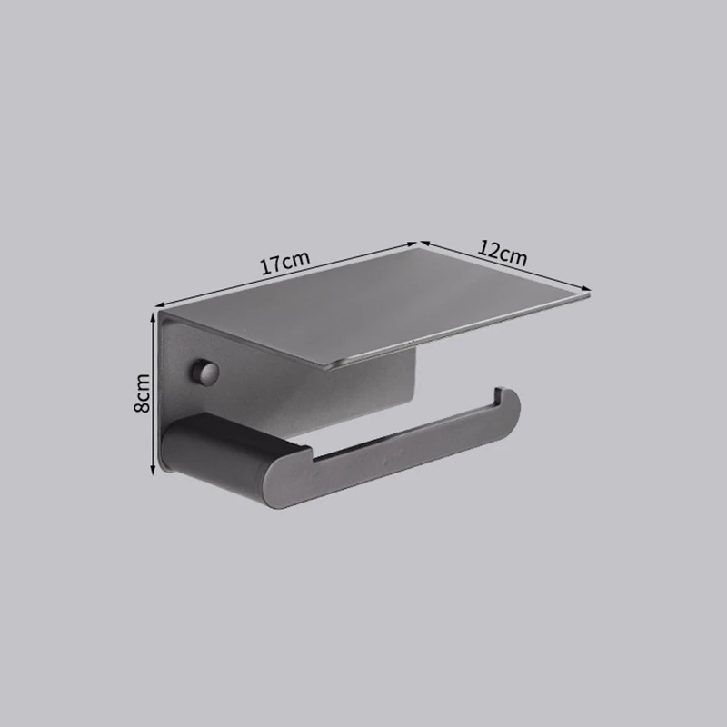 1PC Space Aluminum Gray Toilet Paper Holder with Phone Shelf Bathroom Tissue Holder Toilet Paper Roll