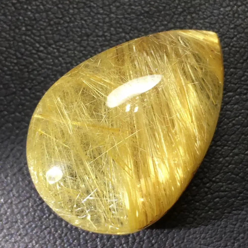 

Top Natural Gold Rutilated Quartz Titanium Water Drop Gemstone Pendant Gift 25x17x11mm Crystal Pendant Certificate AAAAA