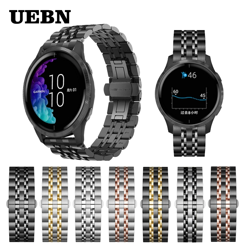 

UEBN 20mm Metal Strap for Garmin Venu Forerunner 245 265 Stainless Steel 22mm Bracelet for Garmin Vivoactive 3&4 watchBand