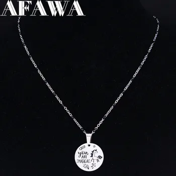 

AFAWA YOU ARE MAGICAL Unicorn Stainless Steel Chain Necklace for Women Silver Color Small Necklaces Gift Jewelry N3718S01