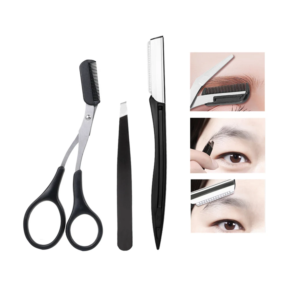 

Комплект триммера для бровей, ножницы для бровей с расческой, пинцет для формирования бровей, бритва для лица и тела, бритва для волос