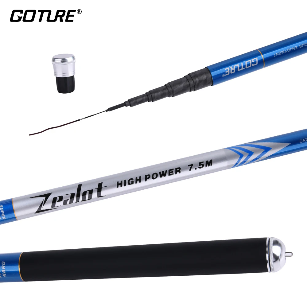 

Goture Zealot Telescopic Stream Hand Fishing Rod 2.7m 3.9m 4.8m 5.7m 6.6m 7.5m 2:8 Super Hard &Light Carbon Carp Fishing Pole