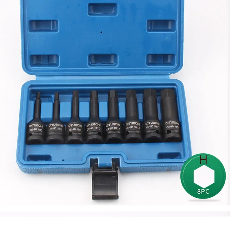 1/2" Dr Torx Driver Impact Socket Set CR-MO MP/M/T/H Metric 8PCS Torx Bit Star Socket for Manual Pneumatic Wrench With Case - Цвет: H