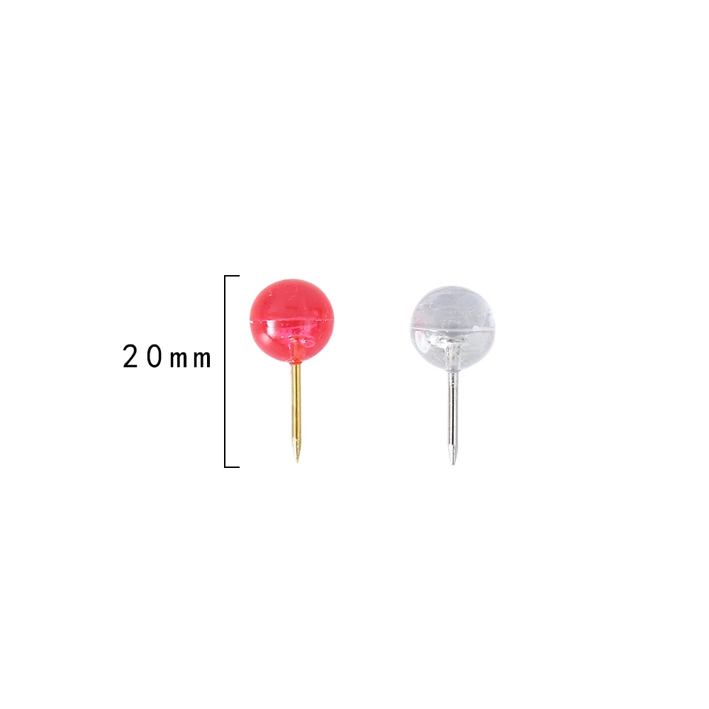 Push Pins TUTU 50 / box red and transparent round nails thumb pins board pins Photo Sketch nails Wall Office supplies H0575