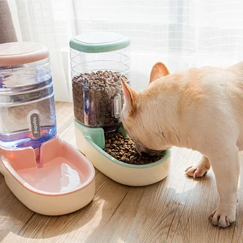 

Set 3.8L Pet Cat Automatic Feeders Plastic Dog Water Bottle Large Capacity Food Water Dispenser Cats Dogs Feeding Bowls Drinker