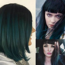 MUMUPI синтетический парик с челкой черный Омбре зеленый цвет Мода Косплей вечерние парики для женщин