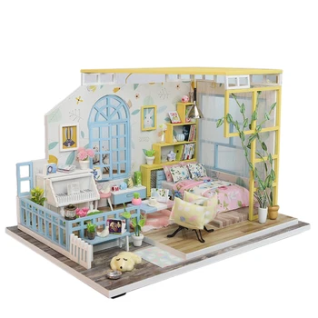 

DIY Cabin Assembled Toy Model Set Villa Wooden Crafts Handmade Assembly House Model Gift with Light - Elegant Cottage