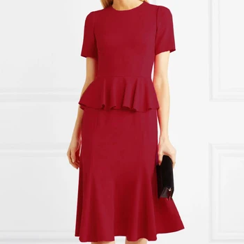 

Spring / Summer 2020 New Short Sleeve Ruffled Slim Elegant Temperament Party Medium Long Fishtail Dress Women'S High Quality