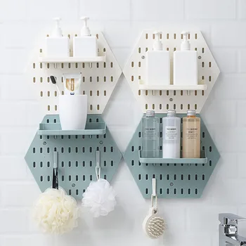 

Punch Free Hole Panel Hook Shelf Dish Hanger Wall Storage Rack Kitchen Bathroom Household Wall Decoration