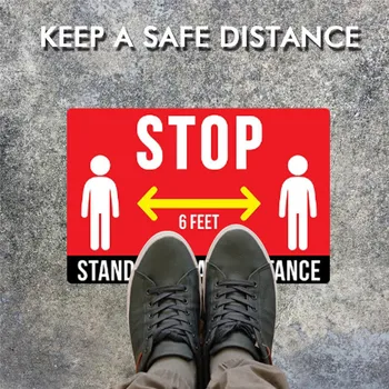 

Public Warning Stickers Keep Distance Safety Warning Sign Adhesive Tapes DIY Sticker For Mall Store Factory School