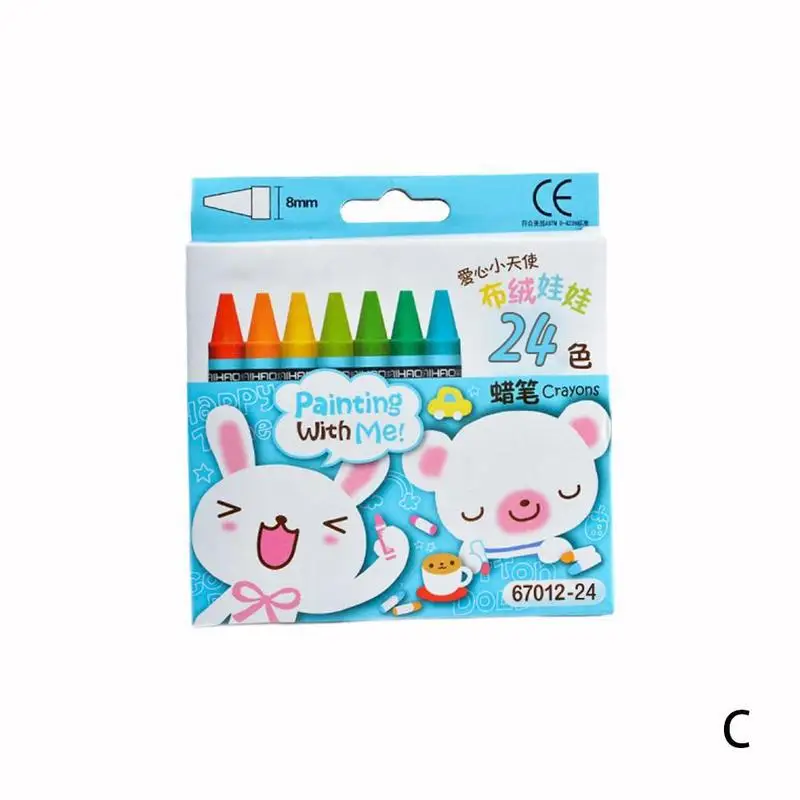 С рисунком из мультфильма Аниме Crayon 8/12/24/48/64 Цвет картина товары для рукоделия Цвет нетоксичный гладким шелковым пастели для рисования подарочный набор детских школьных принадлежностей - Цвет: 24 COLOR