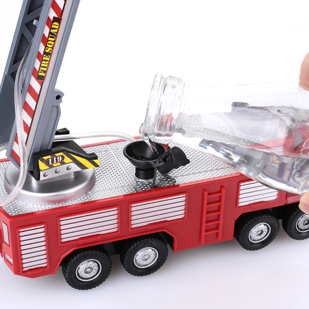 Ephex Interesting Plastic Boy Fire Truck Fun Alarm Sound Model Fire Truck Model Cool Water Pump Spray Decroration Educational