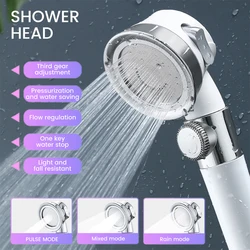 Pressurized Handheld Bath Shower Head High Pressure Powerful Water Saving Adjustable 3 Modes Universal Bathroom Accessories
