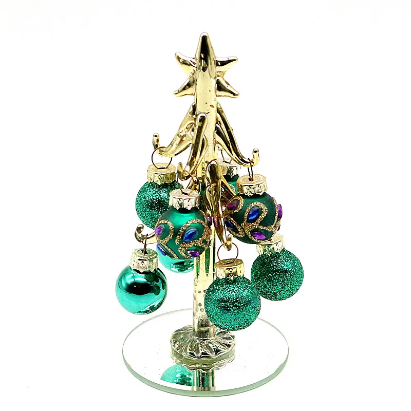 Statua di albero di Natale in vetro fatta a mano, decorazione per albero di Natale in vetro, albero di Natale festivo, set di alberi di Natale in