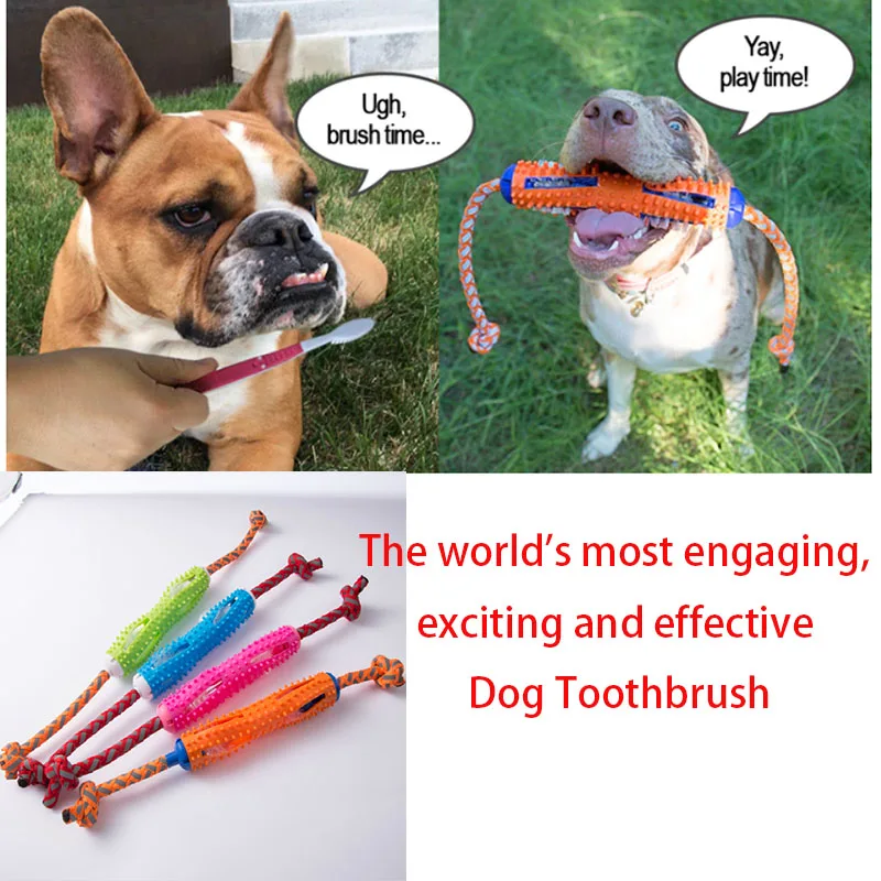 Pet Dog Toothbrush Chew Toy Doggy Brush Stick Soft Rubber Teeth
