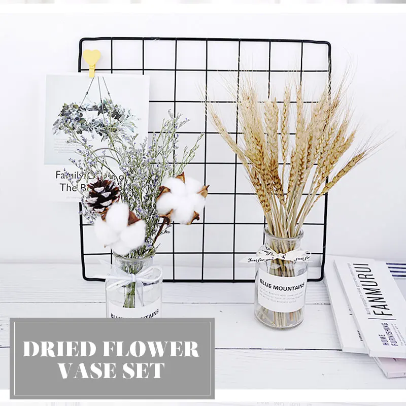 Стеклянные цветы, сушеные цветы, набор, сушеные цветы, романтические, красивые, Капок, фестиваль, лагурус, оватус, вечерние, сушеные, ваза для цветов, изысканная