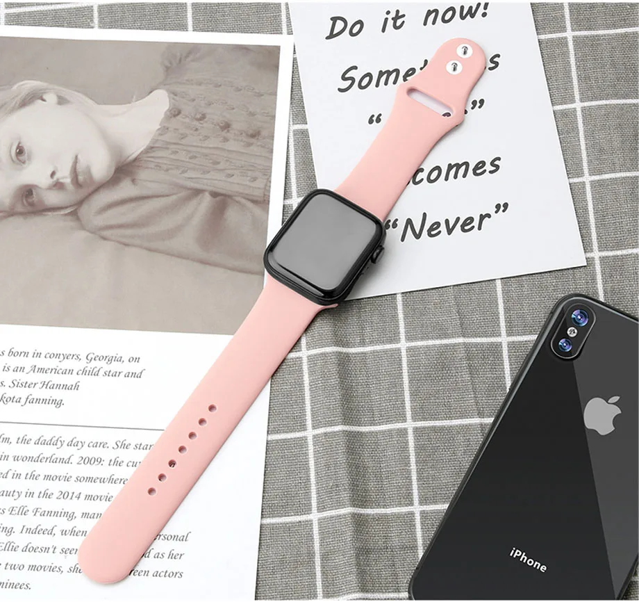 Мягкий силиконовый спортивный ремешок для Apple Watch 5 4 3 2 38 мм 42 резиновый часов Iwatch