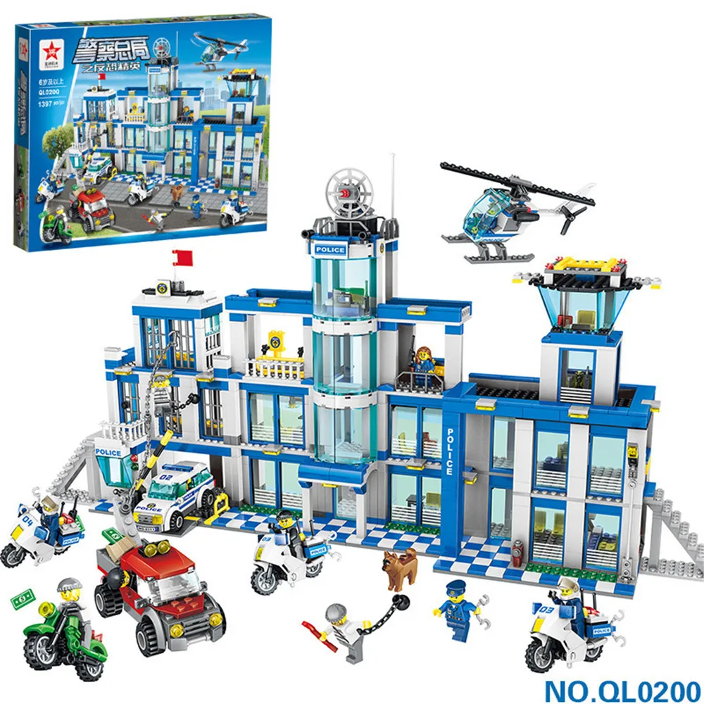 

QL0200 Technic Educational Toys for Children Leoglys City Police Station Building Blocks Figures Best Chrismas Gift for Kids