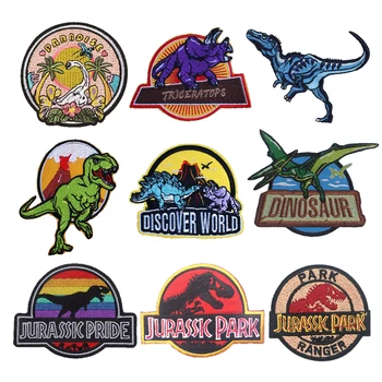 Iron On Patches For Clothing Jurassic Park Sticker Fabric Dinosaur Stripes For Jeans Jacket Backpack Badge Embroidery On Clothes 1