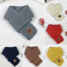 Милый детский модный вязаный шарф для мальчиков и девочек, осенне-зимний теплый однотонный шарф, Рождественский шарф