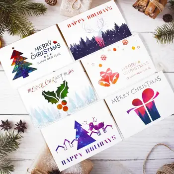 

Christmas Card Thank You Cards Flora Xmas Greeting Cards with Envelope New Year Winter Holidays Notes Card 6x4
