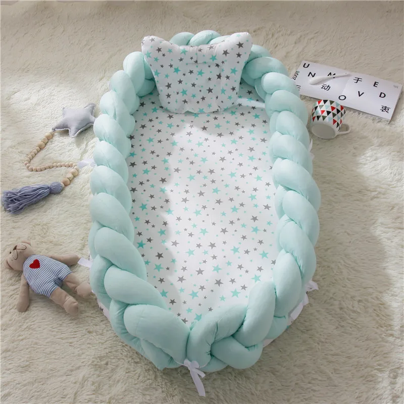 light green 90*50 см переносное детское бионическое гнездо, детская кроватка, бампер, протектор, съемный хлопок, для новорожденных, детская колыбель, кровать для младенцев, кровать для путешествий, постельные принадлежности - Цвет: light green